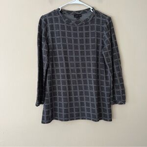 J Jill Wearever Collection Tunic Top Shirt Black white 3/4 Sleeve Medium